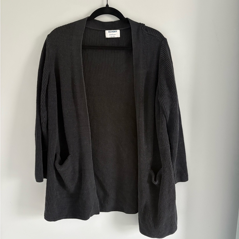 Old Navy Black Ribbed Cardigan